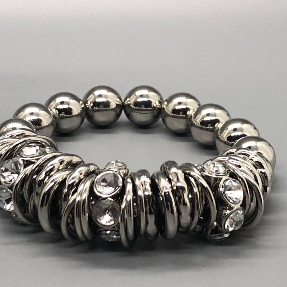 Uptown Funk silver and Clear Bracelet